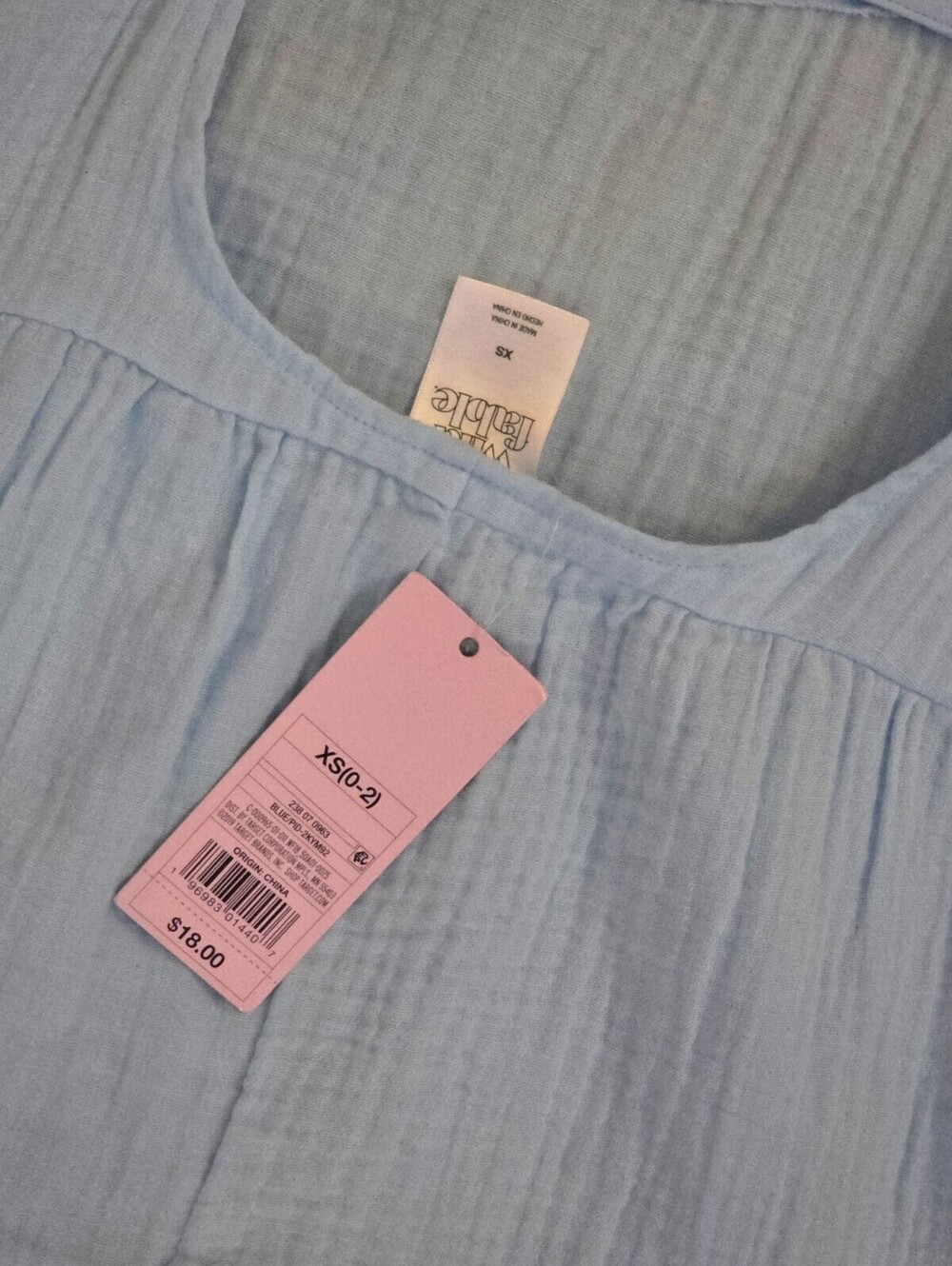 Wild Fable NWT Baby Blue Gauze Tiered Mini Dress XS Cottagecore - Picture 3 of 12